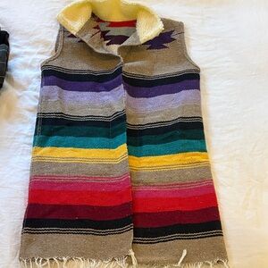 Handmade Aztec Artisan Repurposed Blanket Vest O/S (small/xs)